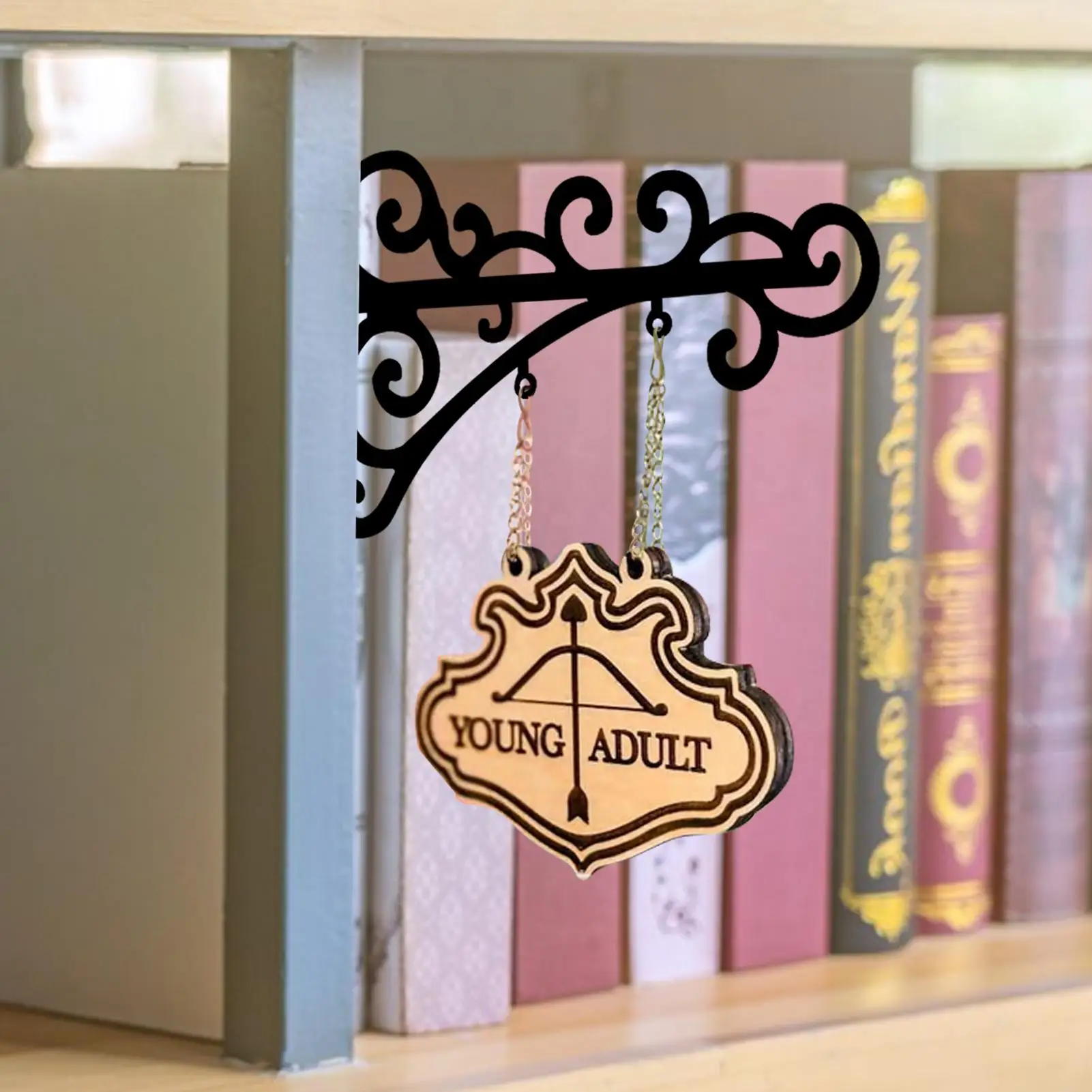 Book Nook Sign Book Genre Signs With Brackets for Bookshelf Easy Installation Divider Labels Library Supplies for Hotel