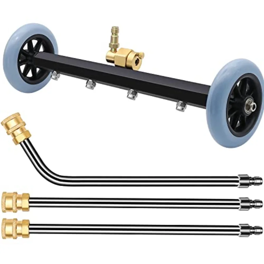 

Насадка для мойки днища автомобиля под давлением, 16 дюймов, для очистки поверхностей, водяная щетка для мойки под автомобилем, с 2 удлинителями