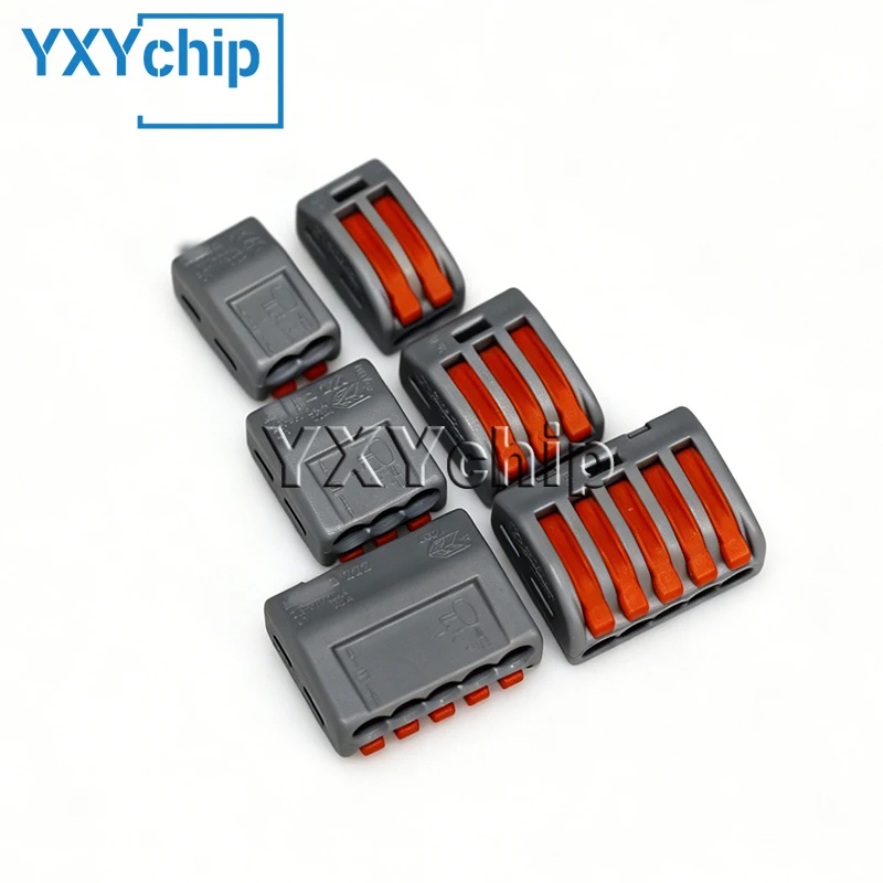 10-100PCS 222-412 222-413 222-415 2/3/5 holes Quick wiring terminal 0.08-4mm² Electrical Equipment Lever wire connector