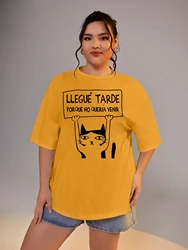 Plus Size Women Clothing Cute Cat Print Oversize T-shirts Woman Large Sizes for Fat Women Summer 2024