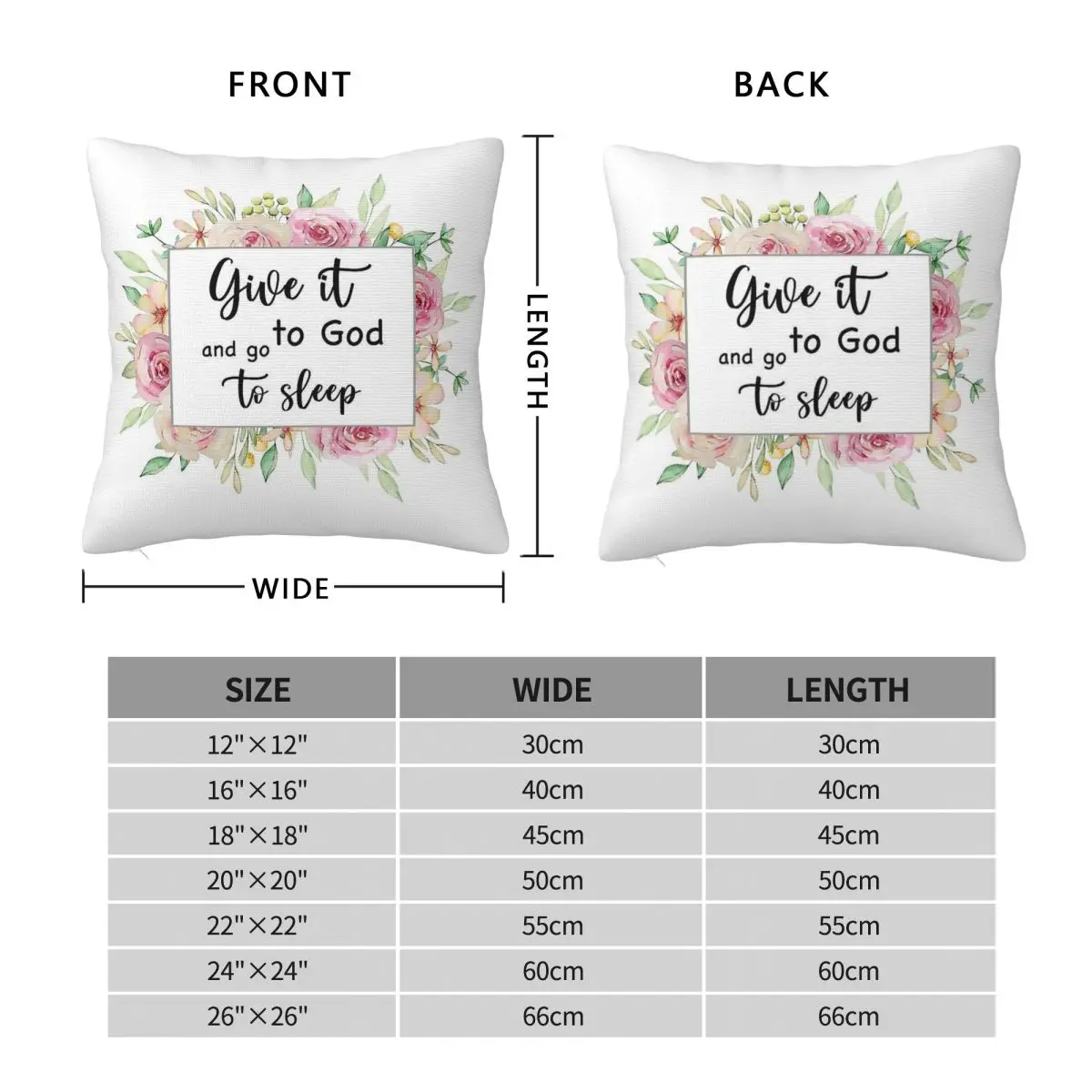 Give It To God Go To Sleep Square Pillowcase Polyester Linen Velvet Pattern Zip Decor Pillow Case Car Cushion Cover 45x45