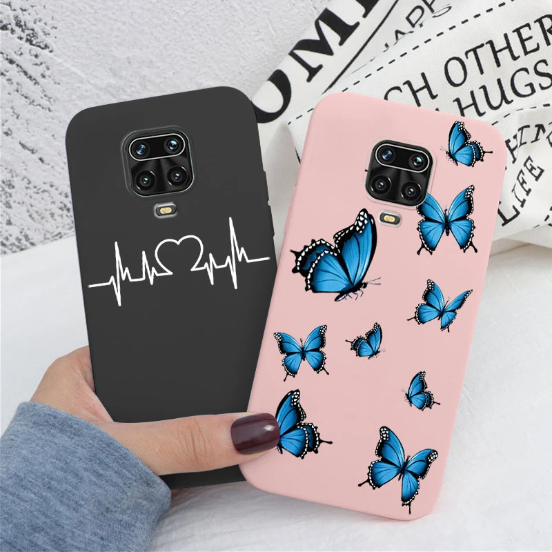 For Redmi Note 9 Pro Max 9S Case Colorful Face Heart Soft TPU Fundas Shockproof Bumper Phone Cover For Redmi Note9 Pro Butterfly