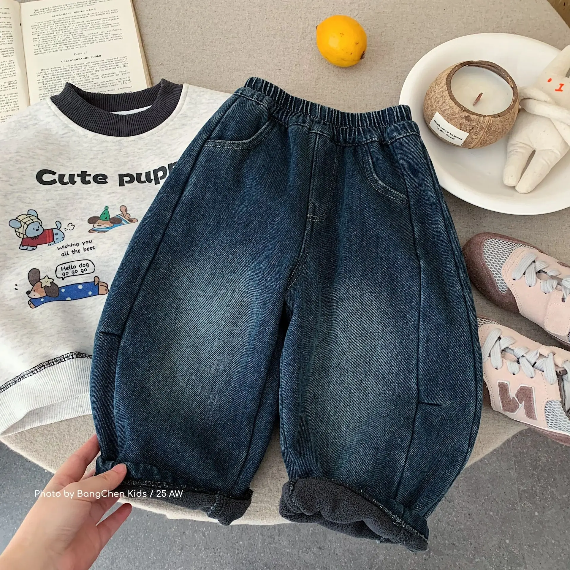 

Детские джинсы UNITIM для маленьких мальчиков, зимние свободные флисовые детские повседневные брюки для мальчиков от 3 до 8 лет, новые теплые утепленные брюки для маленьких мальчиков