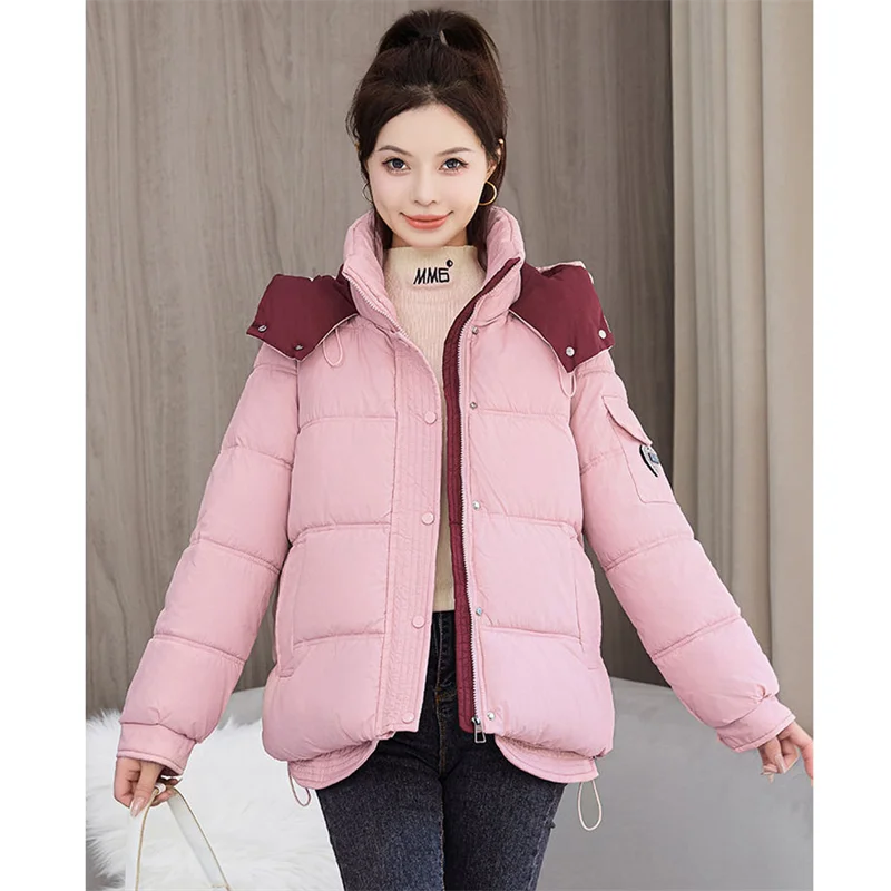 Black Parka Short Down Cotton Jacket For Women 2024 New Winter Fashion Hot Item Loose And Small Thick Warm Quilted Cotton Jacket