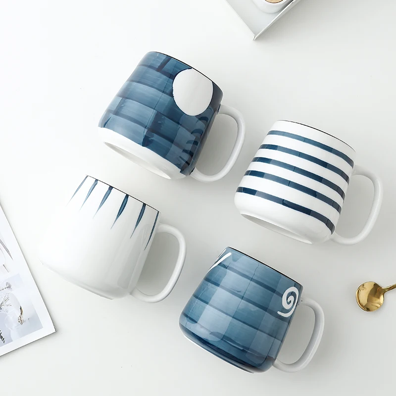 Large  500ml Ceramic Mugs Breakfast Drink Coffee Tea Milk Cups Office Kitchen Tableware Japanese Handpainted Mug Gifts