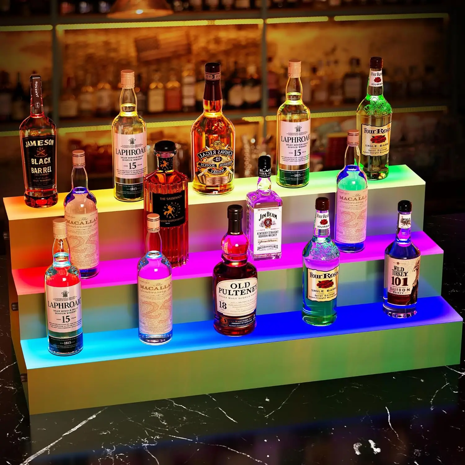 LED Liquor Bottle Display Shelf 3 Tier 30