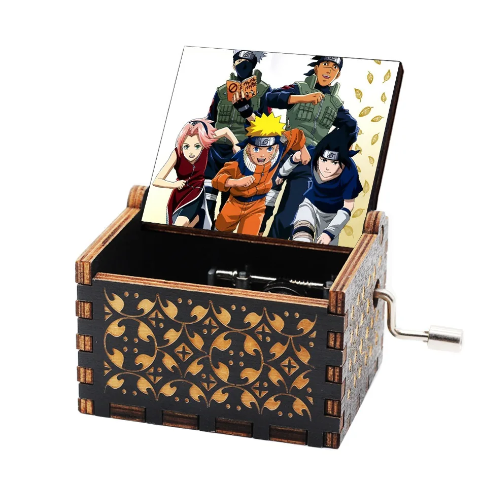 NEW Anime Theme Hand-cranked Wooden Music Box Naruto Series Kakashi Birthday Gift Uzumaki Naruto Children\'s Christmas Gift