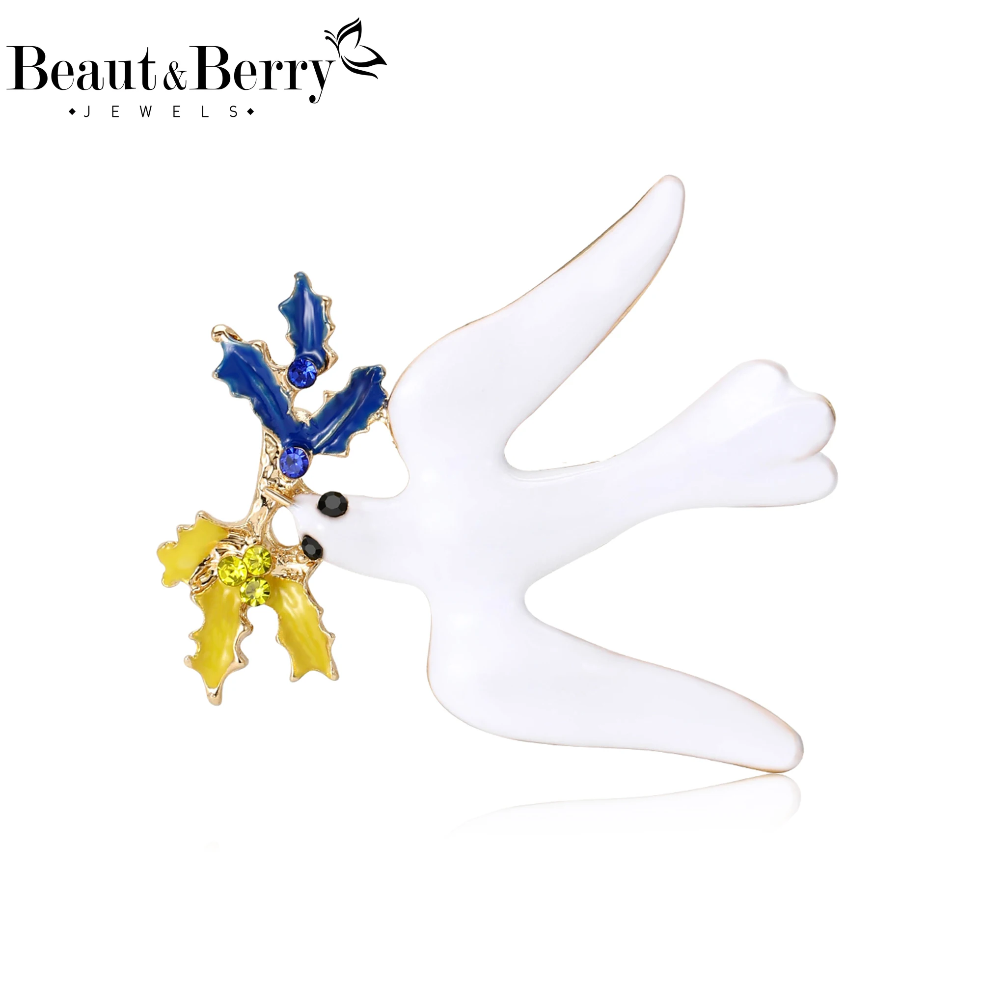 Beaut&Berry Ukrainian Dove Brooches for Women Ukrainian Patriotic Pins Ear of Wheat Casual Party Accessories New Gifts Friends