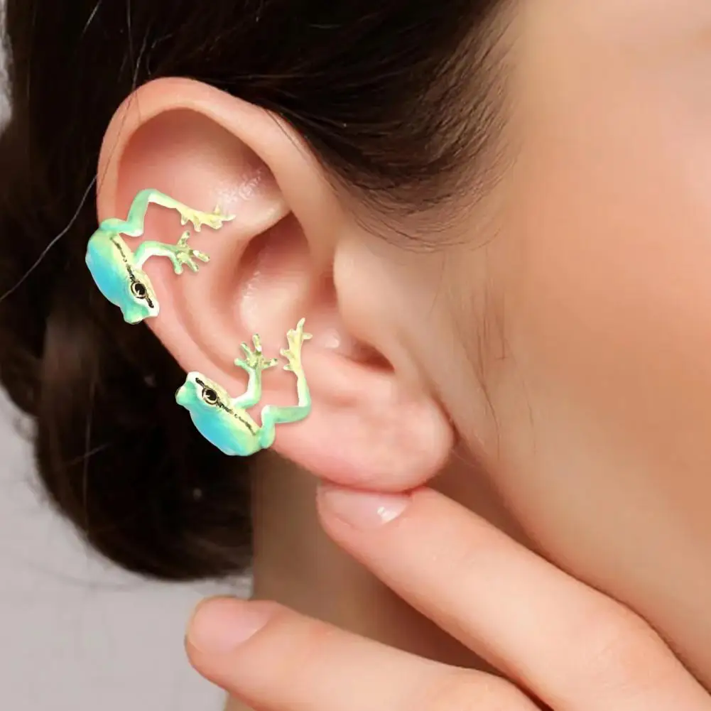 Ear Cuff Tree Frog Ear Clips Realistic Shape Earrings for Party Events Wear Non-pierced Alloy Jewelry with Ani-slip Design Fun