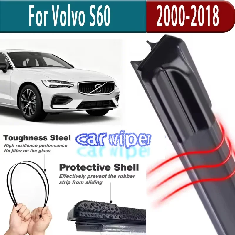 2pcs For Volvo S60 2000-2018 Front Windshield Wiper Blades 2001 2002 2004 2009 2011 2012 2014 2017 Windscreen Window Accessories