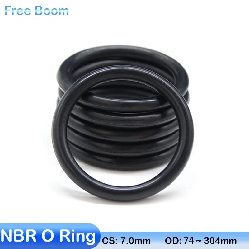 

5Pcs NBR O Ring Seal Washer Thickness CS 7mm OD 74~304mm Black Nitrile Butadiene Rubber Spacer Oil Resistance Round Shape Gasket