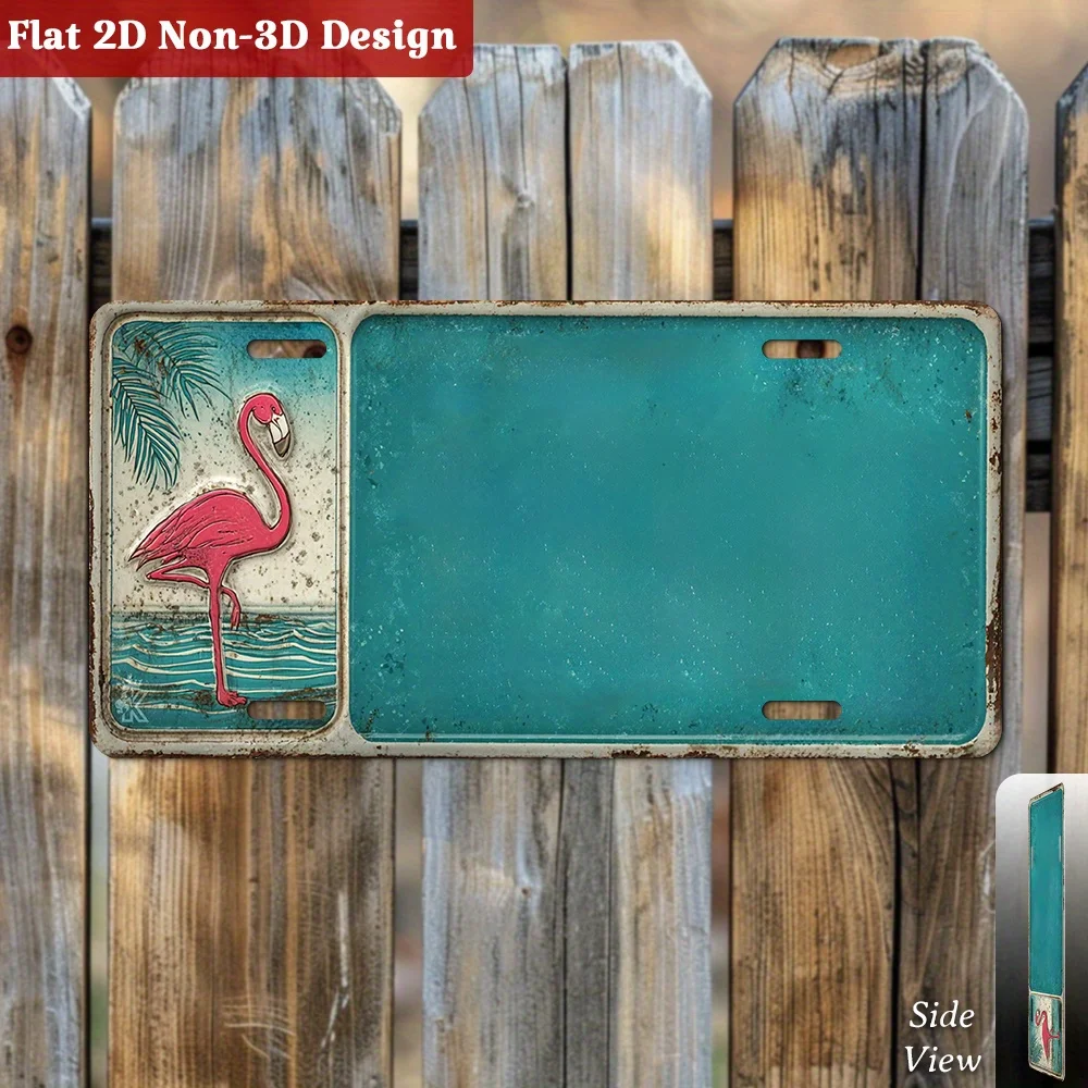 1pc Pink Horizon\Flamingo Artwork Decorative License Plates, Only for Decoration, Tropical Accent for Wall, Bar Pub Cafe Decor