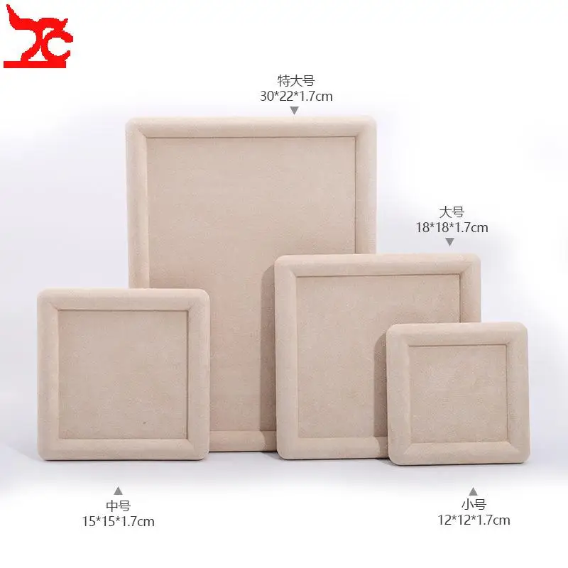 Plateau de rangement de comptoir de bijoux, anneaux, boucles d'oreilles, support de rangement de bracelets, tissu de couleur unie, plateau d'exposition de petits articles pour bijoux