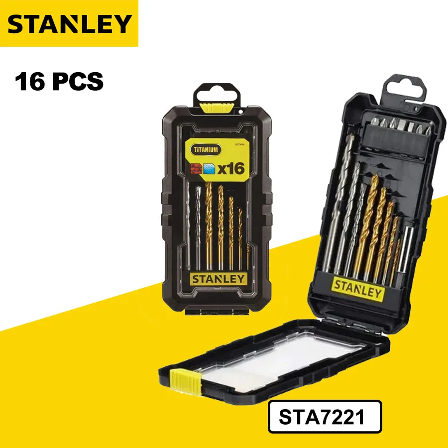 STANLEY 16 PCS Twist Drill and Bit Set with Extension Cable Power Tool Accessories STA7221