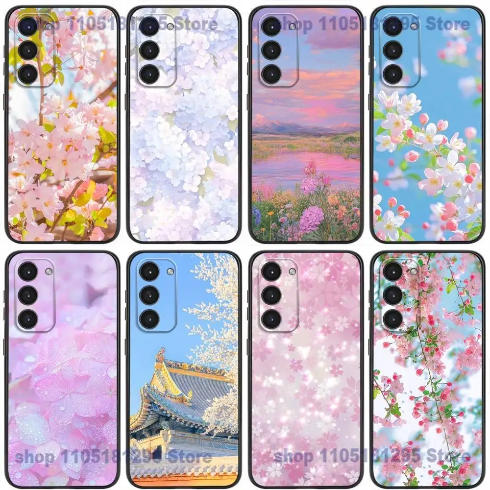 

Pink Cherry Blossom Sakura Phone Case For Samsung Galaxy A32,21s,22,31,52,53,72,73,Note20,8,9,10 Soft Silicone Black Cover