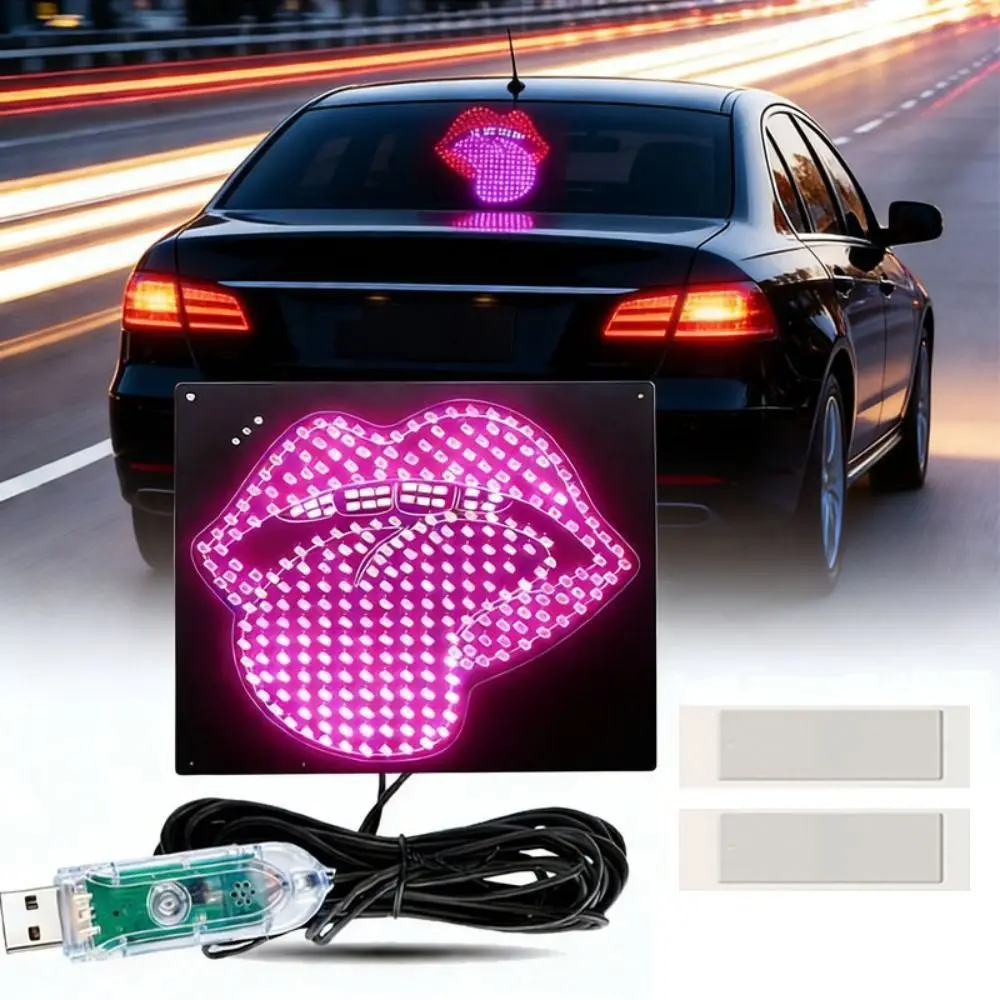 Dynamic Car LED Decorative Lights Self-adhesive Creative Car Window Ambient Light Universal Warning Light Auto Display Lights