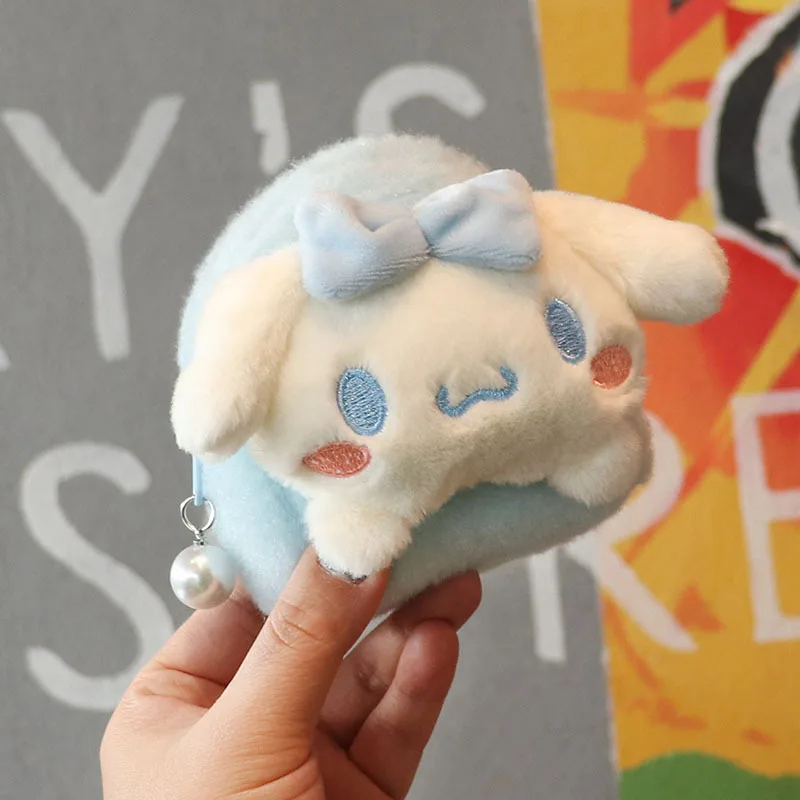 Kawaii Sanrioed peluche borsa giocattolo My Melody Kuromi Cinnamoroll Purin peluche portamonete bambola animale Mini portafoglio ciondolo ragazze regalo