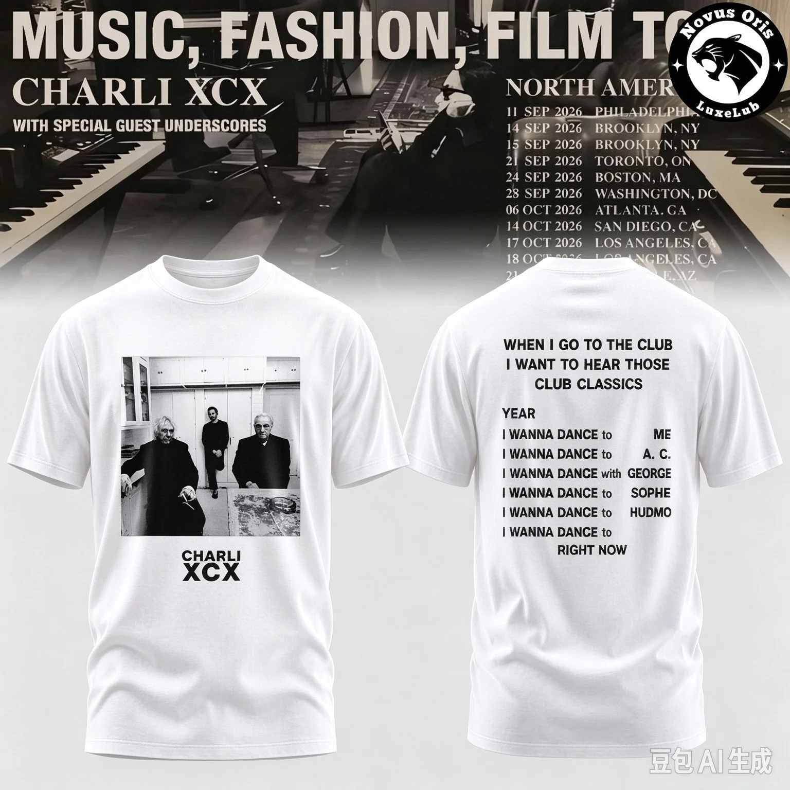 Charli XCX Club Classics Lyrics T Shirt Double Sided Print Unisex Pop Tour Fan Merch Short Sleeve Cotton Tee