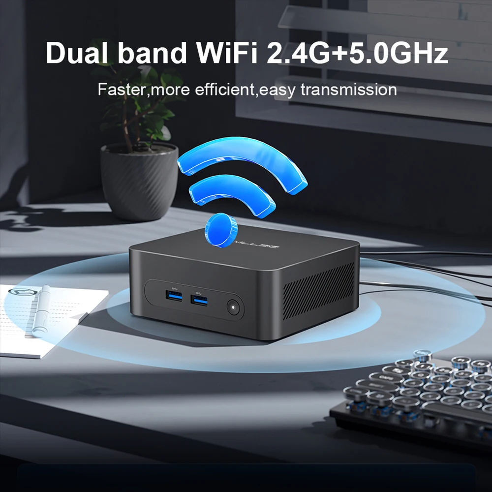 NEW MLLSE M2 Plus Mini PC Intel Celeron 5205U Processor 8GB RAM 256GB SSD WiFi 5 BT4.2 Windows 11 Pro Desktops Computer PC Work