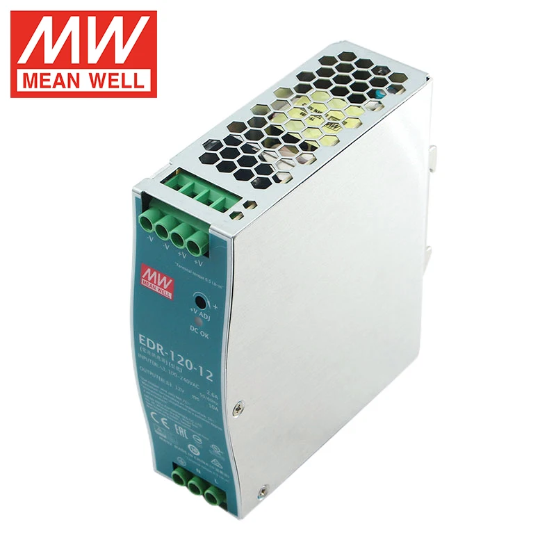 DIN Rail EDR-120 Meanwell 12V 24V 48V DC Single Output Industrial Power Supply EDR-120-12 EDR-120-24 EDR-120-48 SMPS