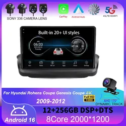 Android 16 Carplay Auto For Hyundai Rohens Coupe Genesis Coupe 2009-2012 Car Radio Multimedia Video Player Navigation GPS Stereo