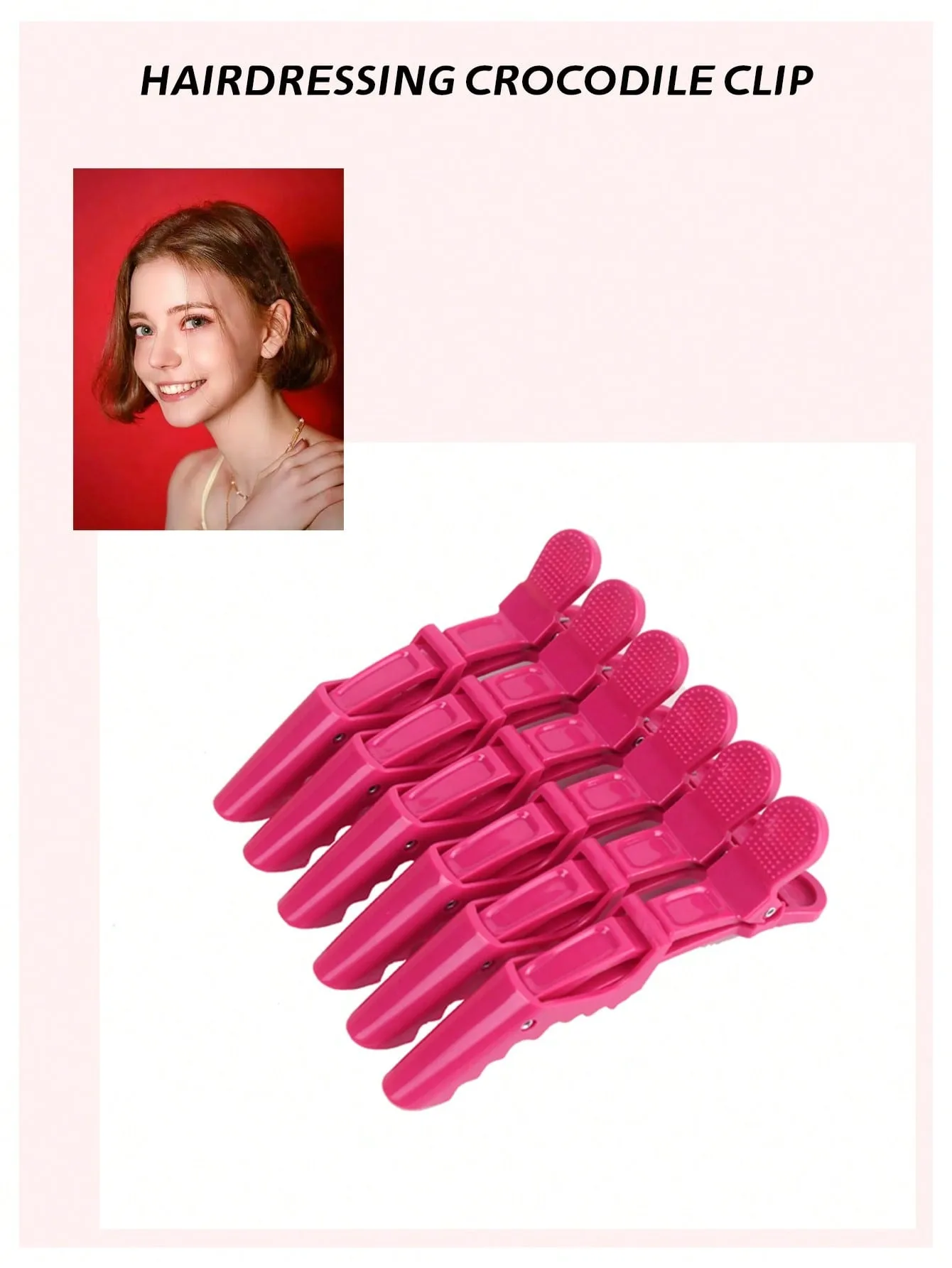 6pcs plastic crocodile clips, professional hair salon, durable and traceless makeup Korean hair clips Special for real hair wigs