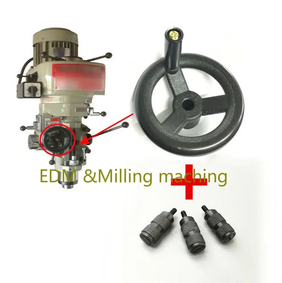 1pcs Milling Machine CNC Fine Feed Black Plastic Hand Wheel + 3pcs Feed Reverse Knob B125+126 For Bridgeport Mill Tool