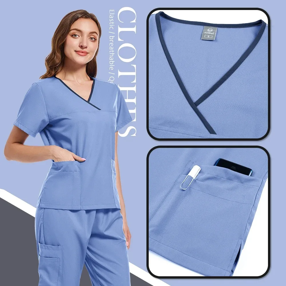 Uniforme d'infirmière, uniforme de SPA de beauté médicale, gommage dentaire, ensemble de gommages de soins de santé pour femmes, robe chirurgicale, haut + pantalon, costume, vente en gros