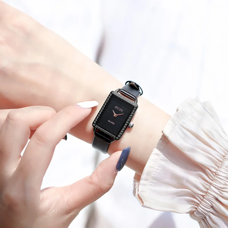 Women'S Small, Delicate Stylish Wristwatch With Thin StrapElegant Square ShapeLeather Strap, Women'S Stainless Steel Wristwatch.