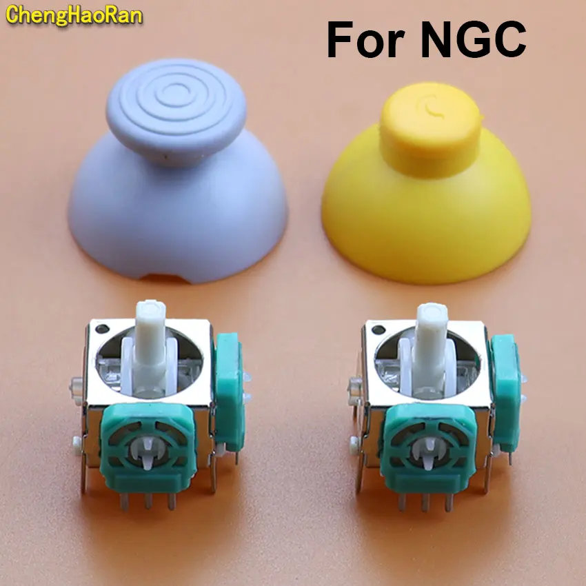 ChengHaoRan 3D Analog Joystick Sensor Module Replacement For NGC Controller Thumbstick Cap Button Mushroom Rocker Cover