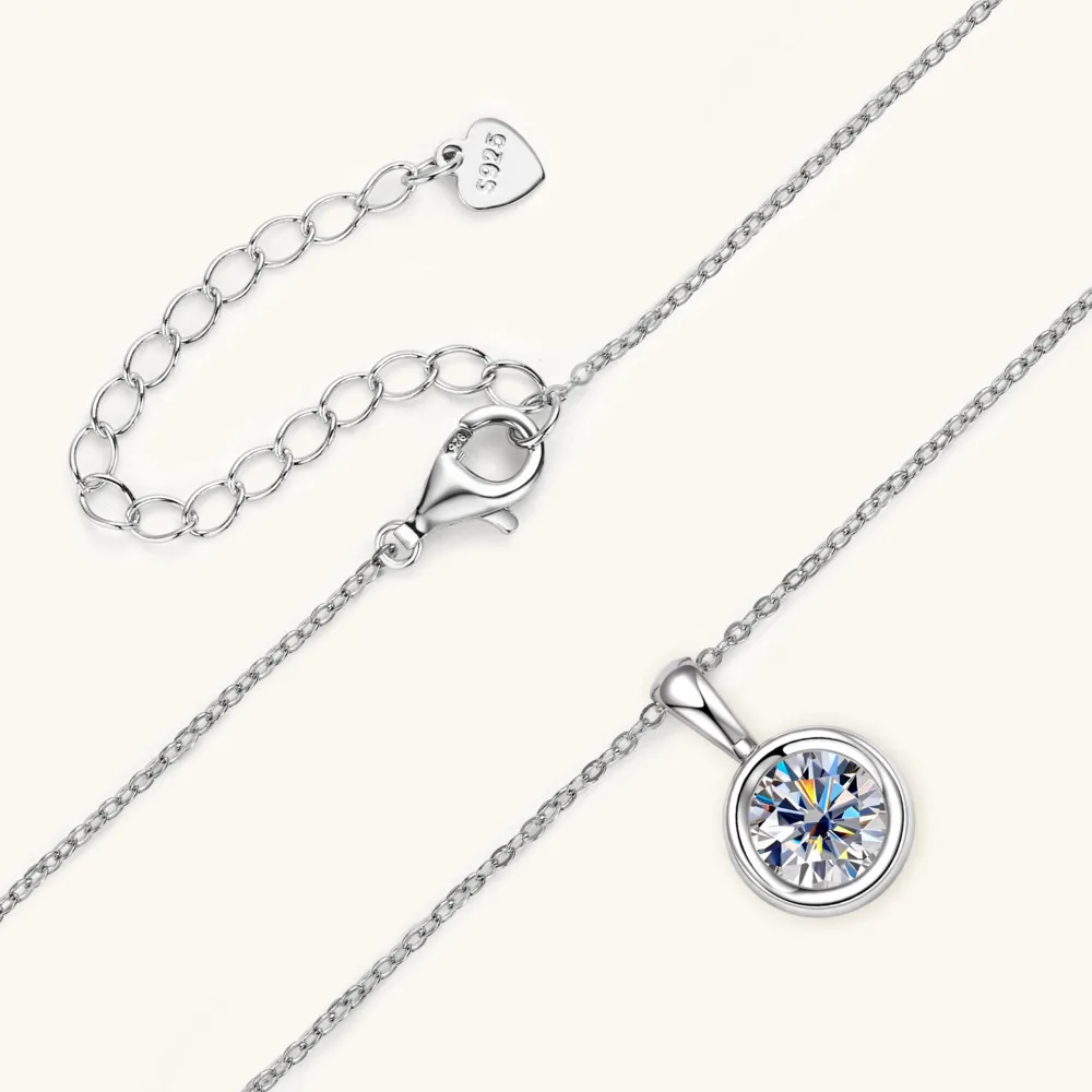 JoyceJelly 2ct Moissanit-Halskette für Frauen, S925-Sterlingsilber-Anhänger, Schlüsselbeinkette für Hochzeit, weiblicher Luxus-Halsschmuck – Detail 3