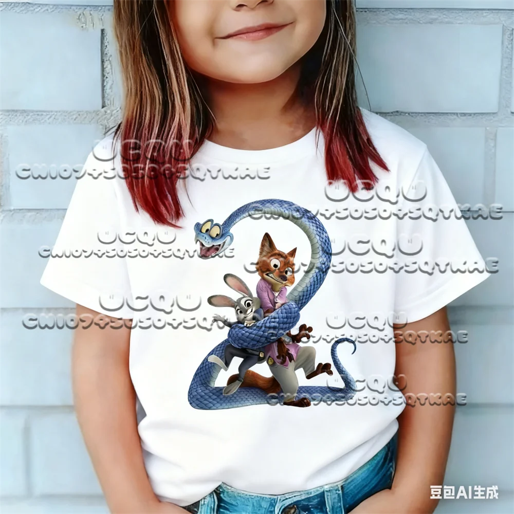 حار أنيمي ديزني Zootopia 2 القطن تي شيرت البلوفرات نيك وايلد جوديث زي س الرقبة المحملة ثعبان الكرتون تأثيري حلي الرجال بلايز