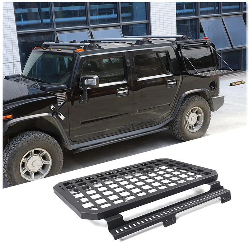

For Hummer H2 03-09 Aluminum Alloy Black Car Rear Window Glass Folding Storage Shelf Tailgate Table Armor Shelf Car Accessories