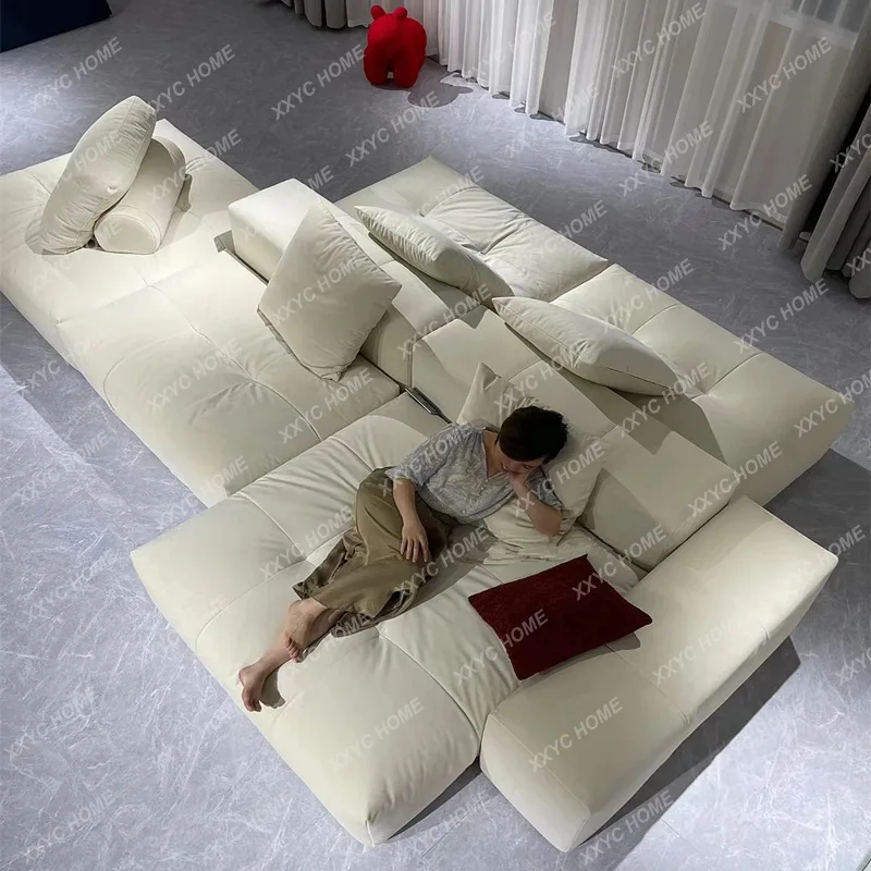 XXMinimalist  Frosted Flannel Square Sofa Tofu Block Double-sided Backrest Fabric Sofa