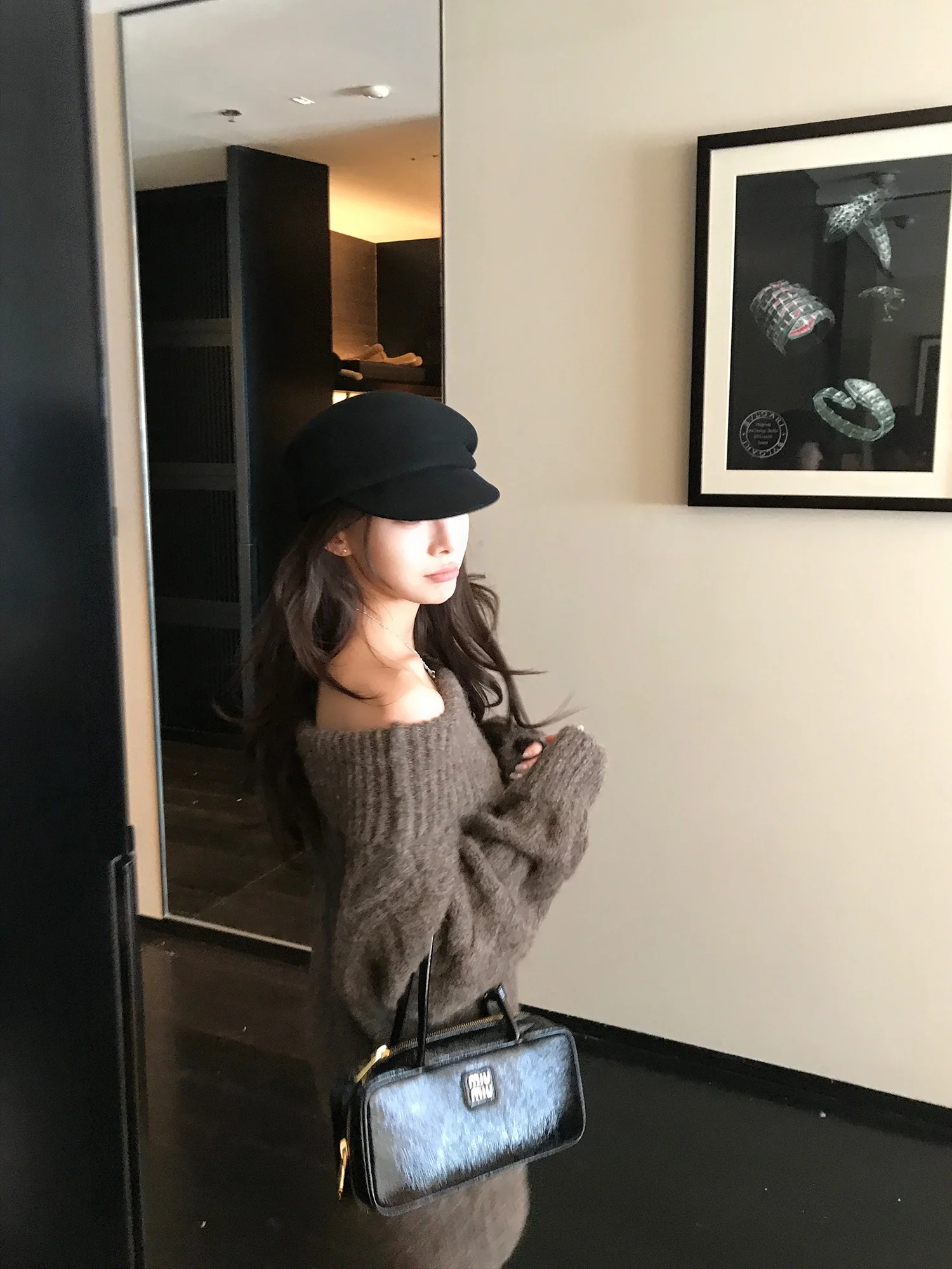 

Женский шерстяной вязаный свитер SUONE на одно плечо, свободный крой, длинный рукав, отложной воротник, зимний топ, повседневный, комфортный, из полиэфирного волокна