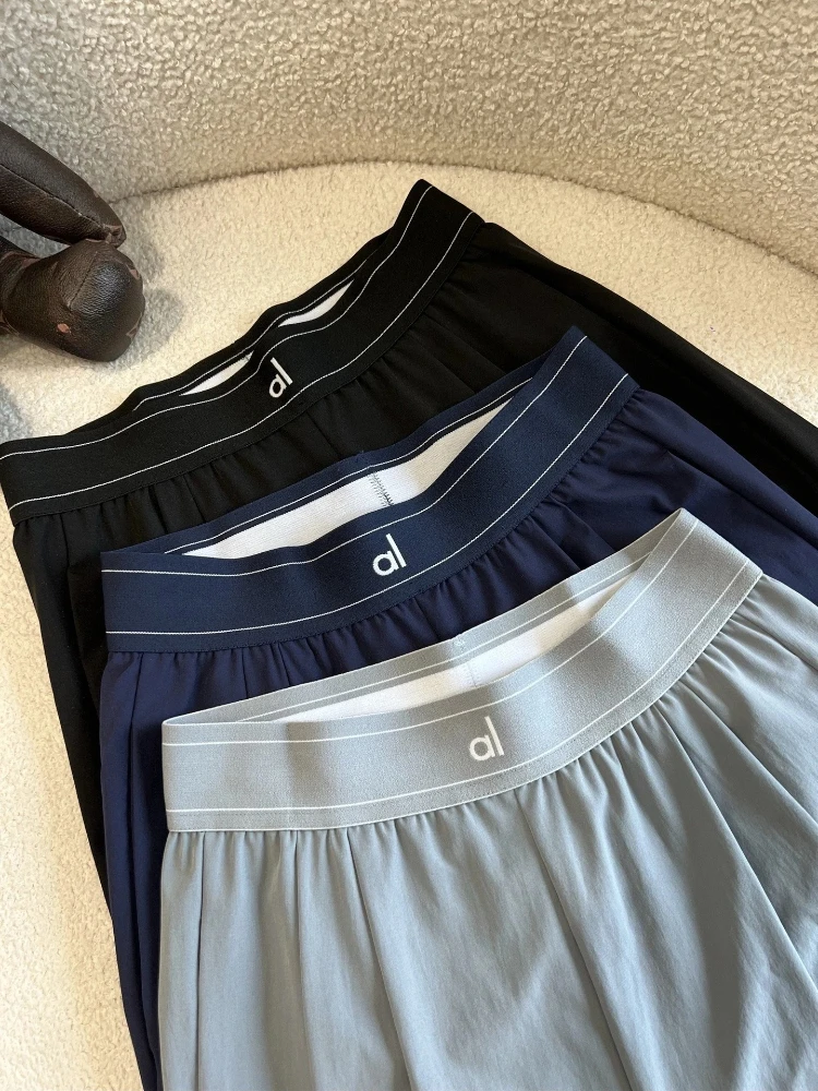 Nuovi pantaloni sportivi casual estivi, pantaloni larghi a vita alta da donna, pantaloni da donna traspiranti ad asciugatura rapida in puro colore