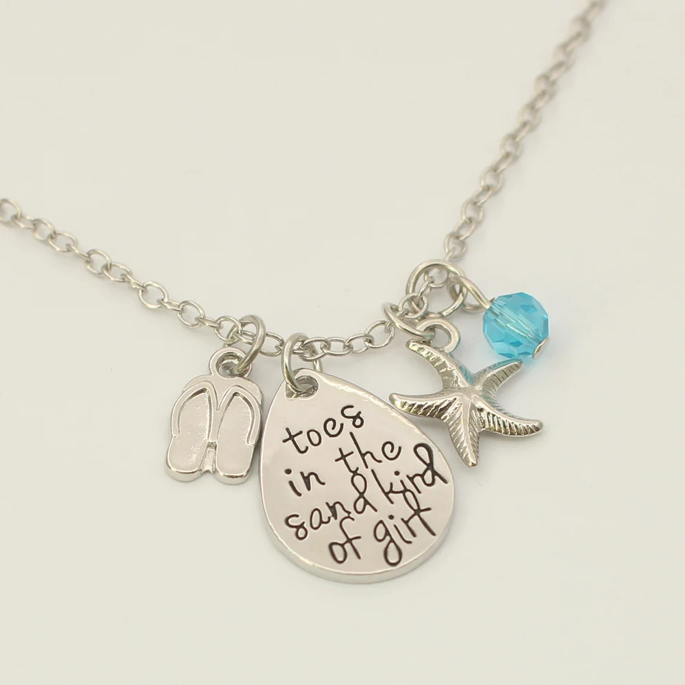 Toes in the Sand Kind of Girl Necklace Beach Lover Beachy Necklace,Flip Flops Beach Girl jewelry