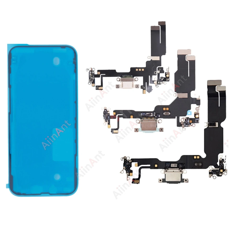 For iPhone 16 15 14 Pro Max Plus mini Bottom USB Mic Board Dock Charger Connector Quick Charging Port Flex Cable With Sticker