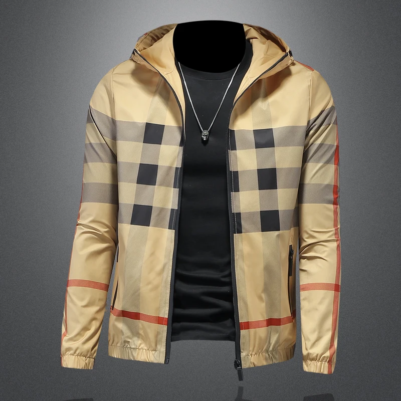 

New Men's Casual Slim Fit Jacket, High-quality Fashionable Striped Design Zipper Jacket, Men's Slim Fit Jacket