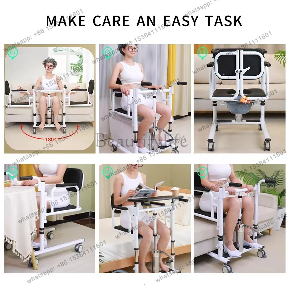 YJ Hydraulic Lifting Patient Transfer Trolley Multifunctional Bath Chair For Bedridden Paralyzed Elderly Home Care