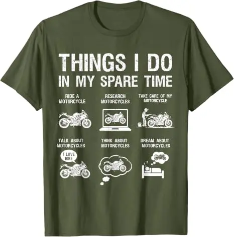 Y2k Motorradliebhaber Motorradfahrer ‌ Life T-Shirt, Humor, Dinge, die ich in meiner Freizeit mache, Biker, Motorradfahrer, Reiten, Herrenbekleidung – Detail 11