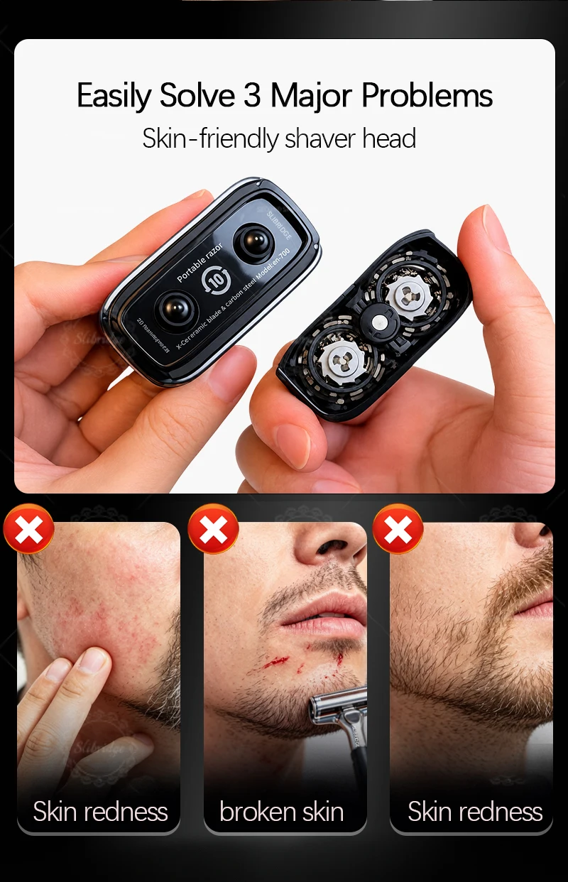 Mens Electric Shaver Rechargeable Waterproof mini Portable Beards Razor Wet/Dry