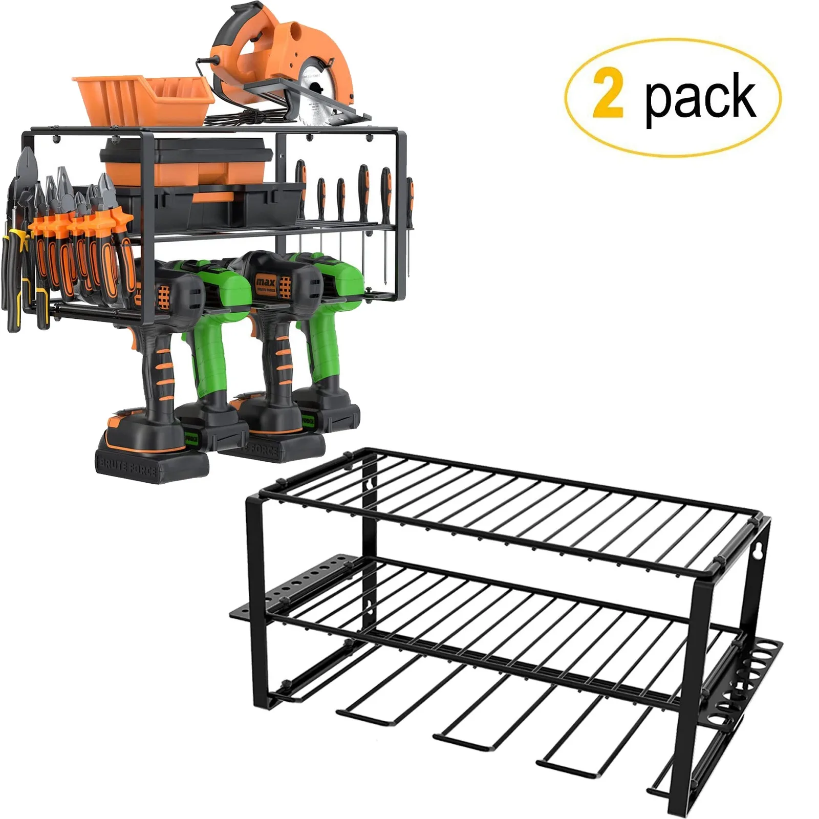 2 Pack Power Tool Organizer,Garage Organization and Storage, Drill Holder Wall Mount,Utility Racetk for Cordless Drill