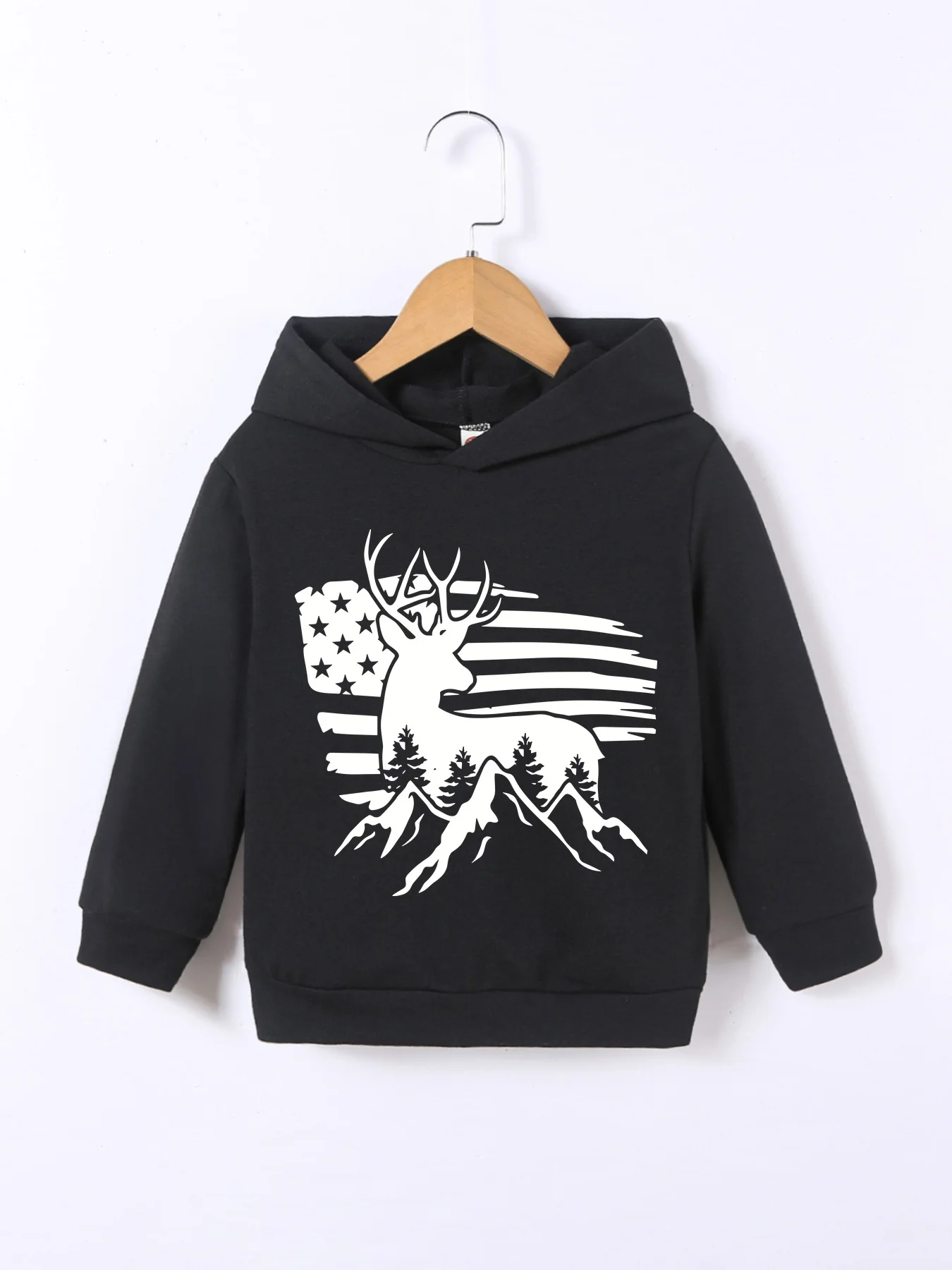 الجبال والأنهار تحت ظل الغزلان وقافية النجمة Spangled راية "قلنسوة للأطفال بنمط الغزلان #1