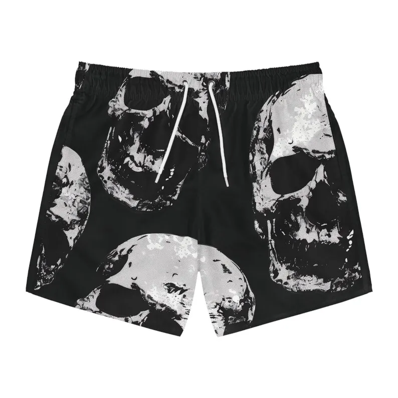 Dark Skeleton Printed Shorts for Men Summer Trendy Cool Pentagram Pants Personalized Street Casual Beach Middle Pants