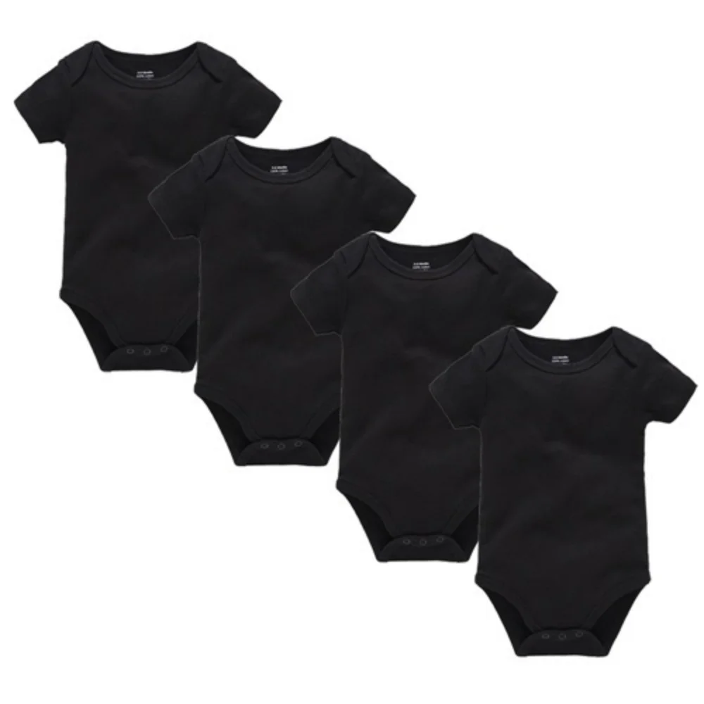 Kavkas 4 Pcs/lot Baby Girls Boys Bodysuit 0-24 Months Short Sleeve 100% Cotton Solid White Newborn Clothing