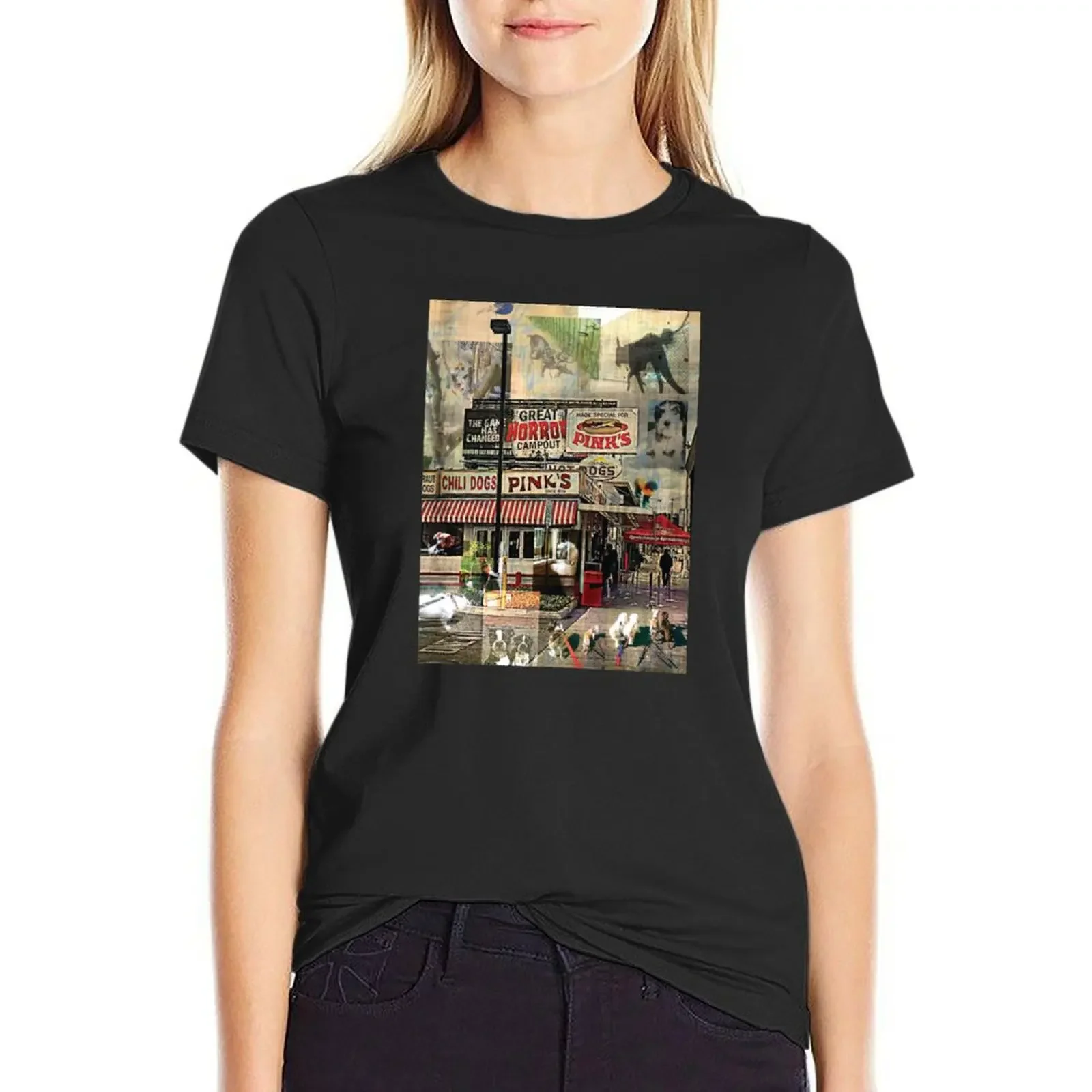 

Pink's Dogs T-Shirt lady clothes aesthetic clothes Blouse black t shirts for Women