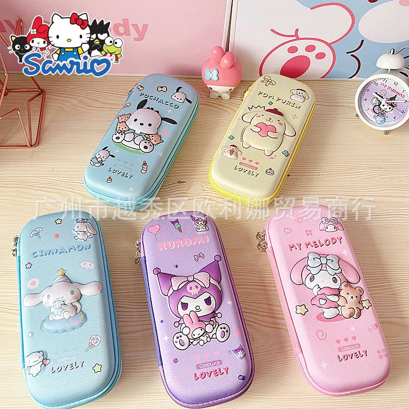 

Sanrio Action Figure Hello Kitty 3D Pattern EVA Pencil Case Kawaii Kuromi Pencil Box Student Waterproof Pencil Bags for Kids