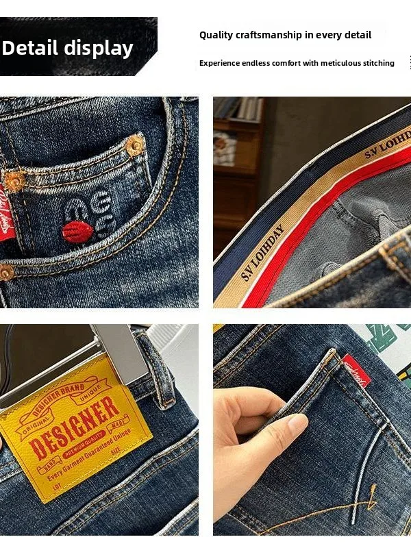 Jeans da uomo slim fit vintage Feel Casual elastici coreani Sle pantaloni lunghi larghi di fascia alta stagione autunnale tendenza Faion