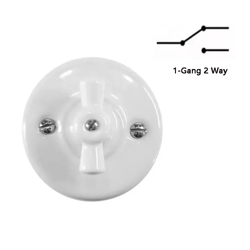 High Quality Wall Light Ceramic Knob Switch Wall Mounted 2 Way Control European Standard for Home Improvement